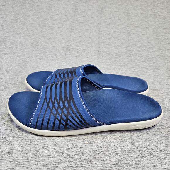 Spenco Thrust Mens Recovery Slides Orthotic Sandals Slip On Blue Arch Support 13 - Picture 6 of 15